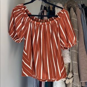 Anthropologie off the shoulder short sleeve blouse